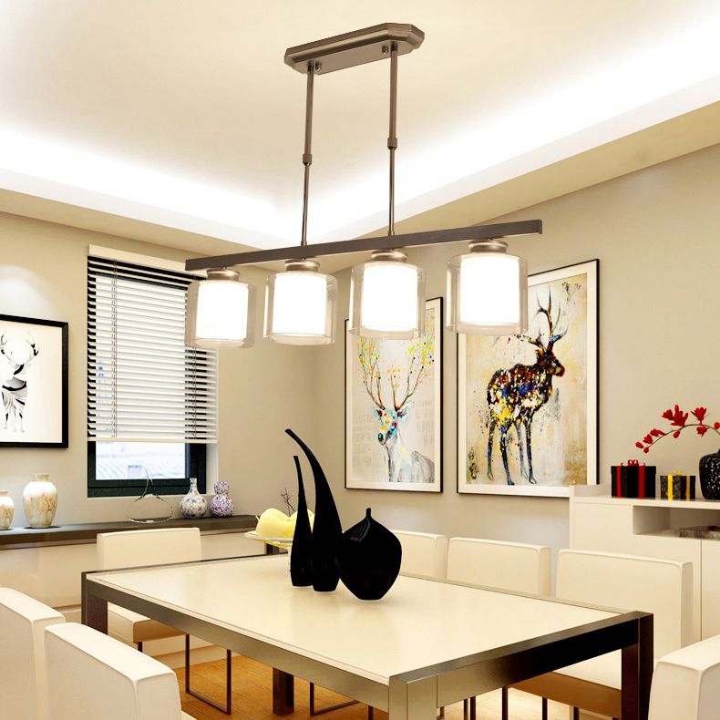 Fidutri di illuminazione a lampadario contemporanei di vetro a vetro pulito contemporaneo dell'isola per tavolo da pranzo