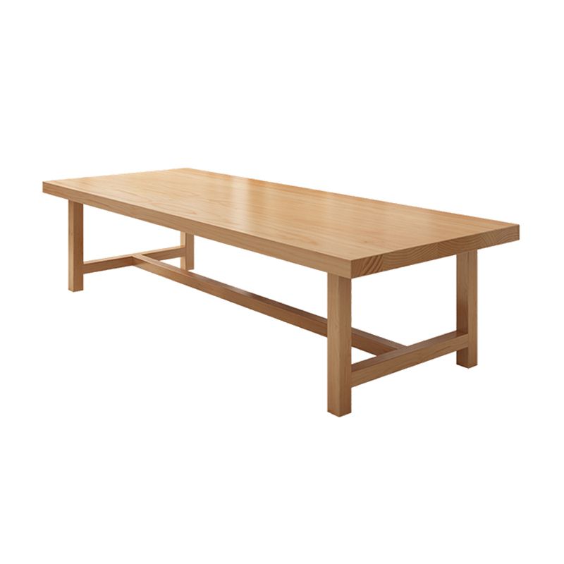 Rectangle Industrial Dining Room Table Pine Solid Wood Table with Trestle Base