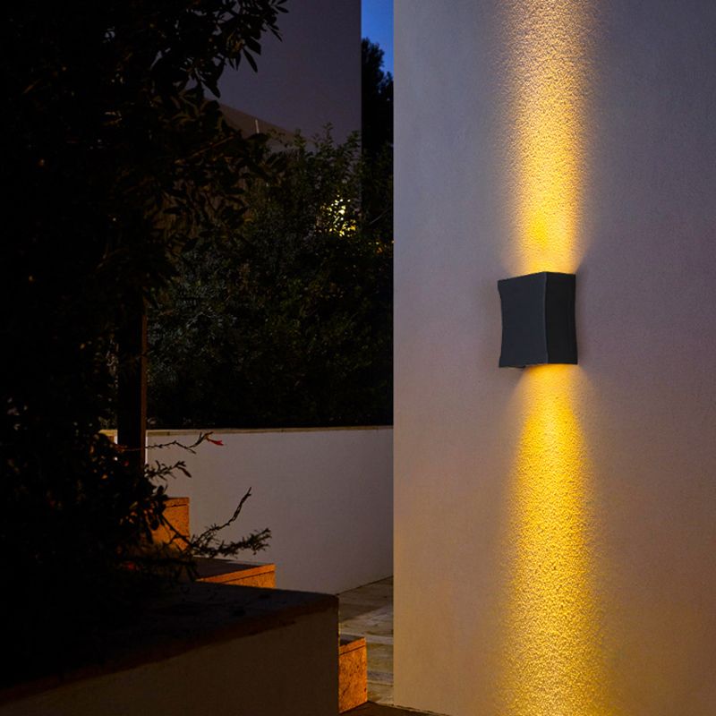 Modern Style Rectangular Wall Sconce Lighting Metal 2 Lights Wall Washer Sconce in Black