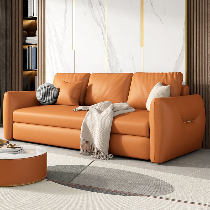 33"W Scandinavian Sofa Bed Leather Pillow Included Sleeper Sofa