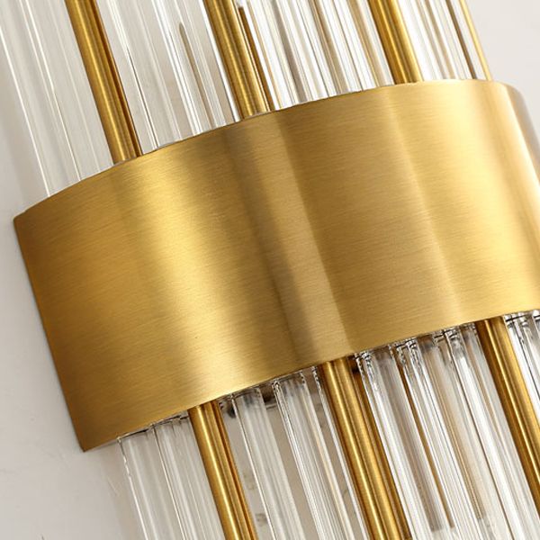 Unique Shade Crystal Wall Sconce Modern Style 2-Lights Wall Mount Light Fixture in Gold