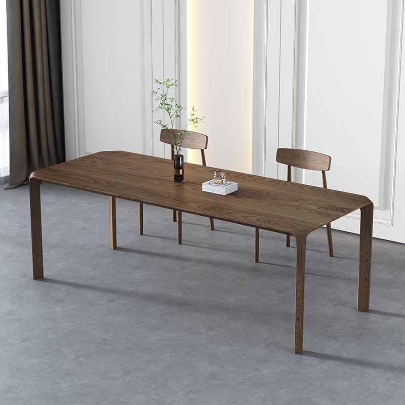 Solid Wood 4 Legs Dining Site Table Modern Rectangle Fixed Dinette Table