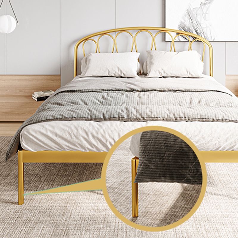 Glam Open-Frame Bed with Arched Headboard, 48" Tall Metal Bed
