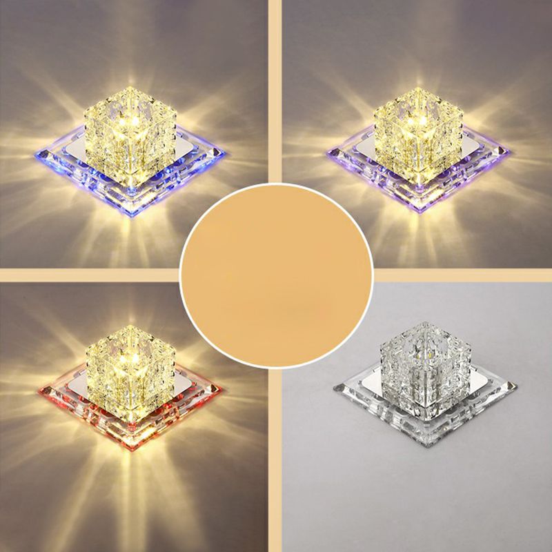 Plafonnier carré artistique à LED transparent, luminaire de plafond pour couloir