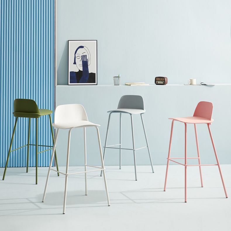Scandinavian Living Room Low Back Stool Matte Finish Plastic Barstool