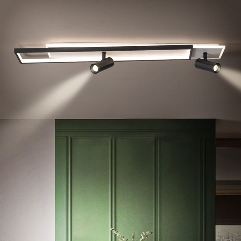 Nouveau Luminaire de plafond de salon linéaire de lumière affleurante de LED de fer moderne avec 2 projecteurs