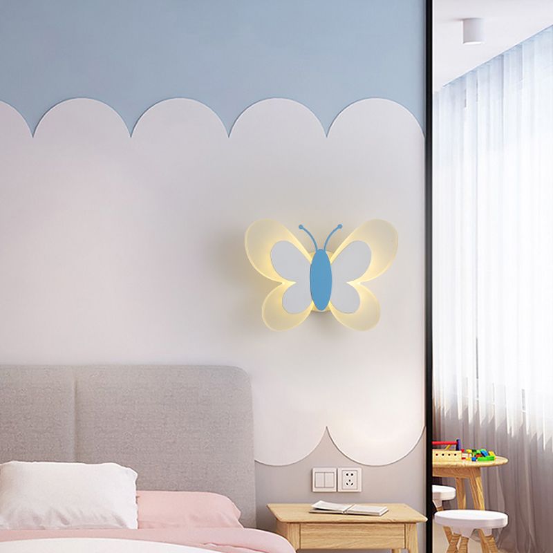 1 Light Butterfly Wall Sconce Modern Style Metal Wall Lighting for Bedroom