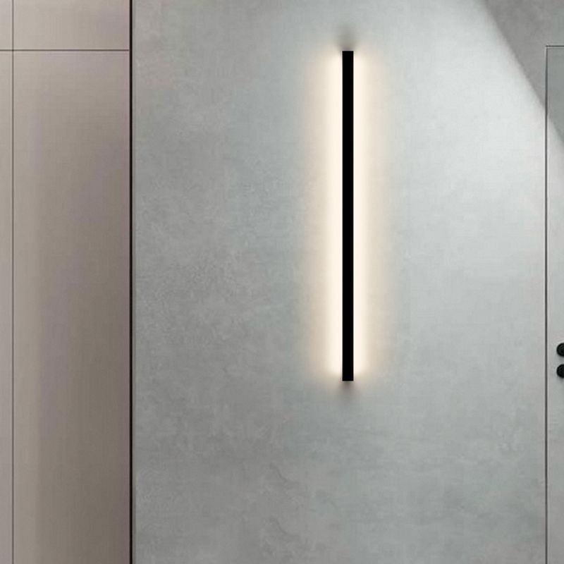 Metal Linear Shape Wall Lighting Modern Style 1 Light Wall Mounted Light Fixture in Black