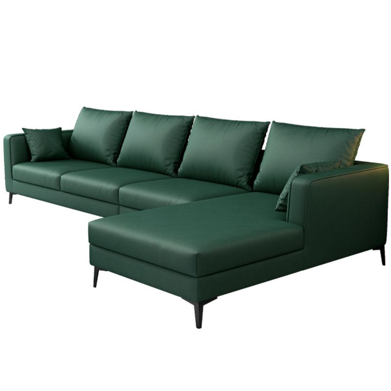 Green 4-seater Square Arm Sectional Pillow Back Stain-resistant Sectional