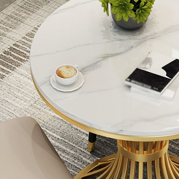 Glam Style 1/2/3/5 Pieces Table Set Gold Base and Stone Top Kitchen Set for Dining Room