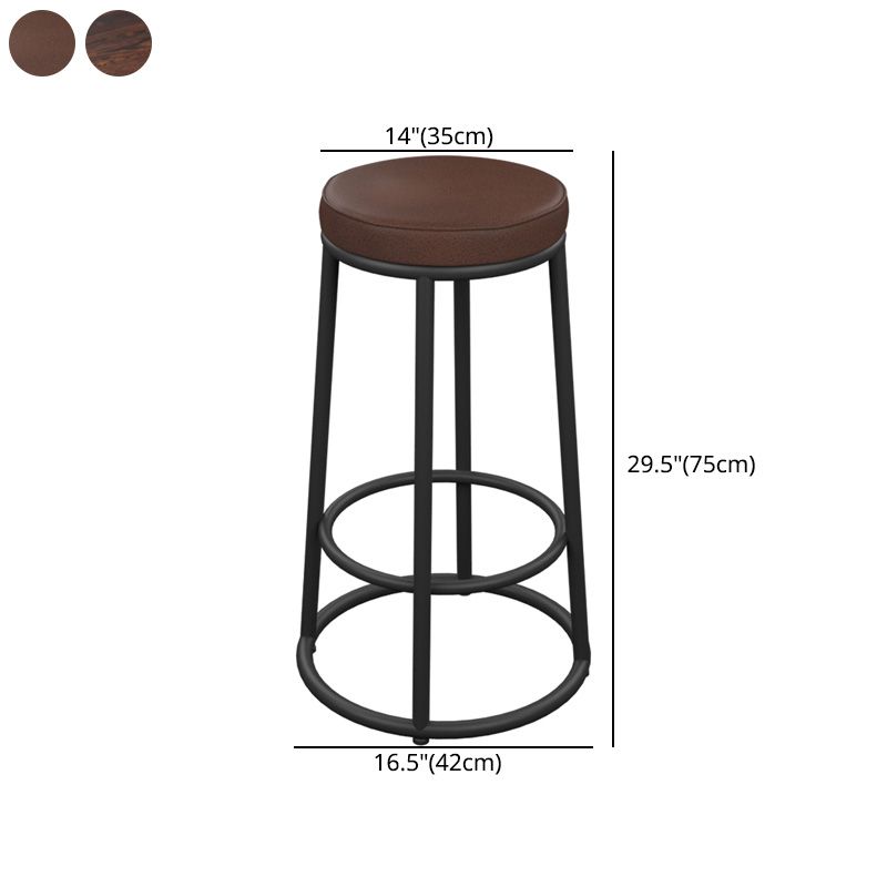 Industrial Armless Backless Counter Stool Iron Cashier Bar Stool with Seat and Pedal
