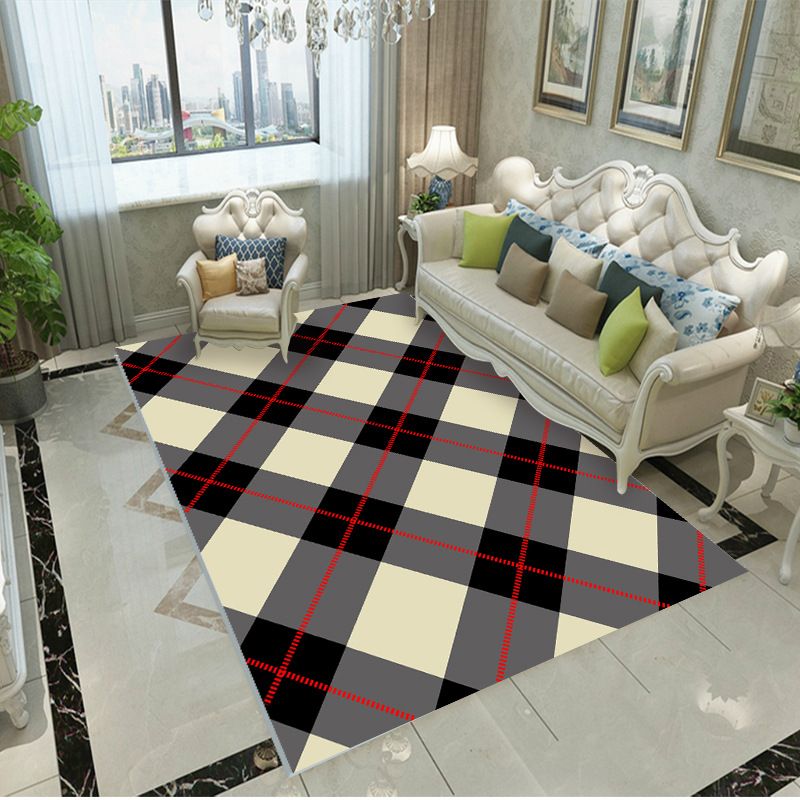 Purple Modern Rug Polyester Graphic Rug Non-Slip Backing Rug for Home Decor