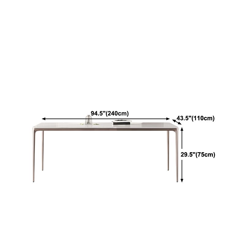 Sintered Stone Top Luxury White Table for Restaurant Rectangle Dining Table with 4 Legs