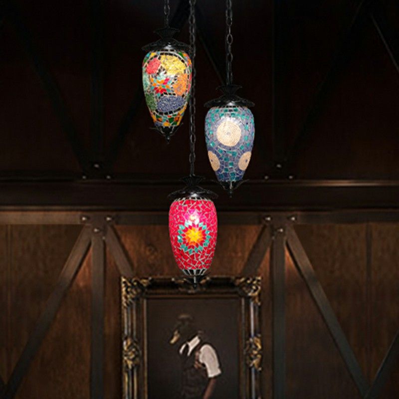 Luce a bulbo singolo Appedisci in stile retrò in vetro colorato per la barra