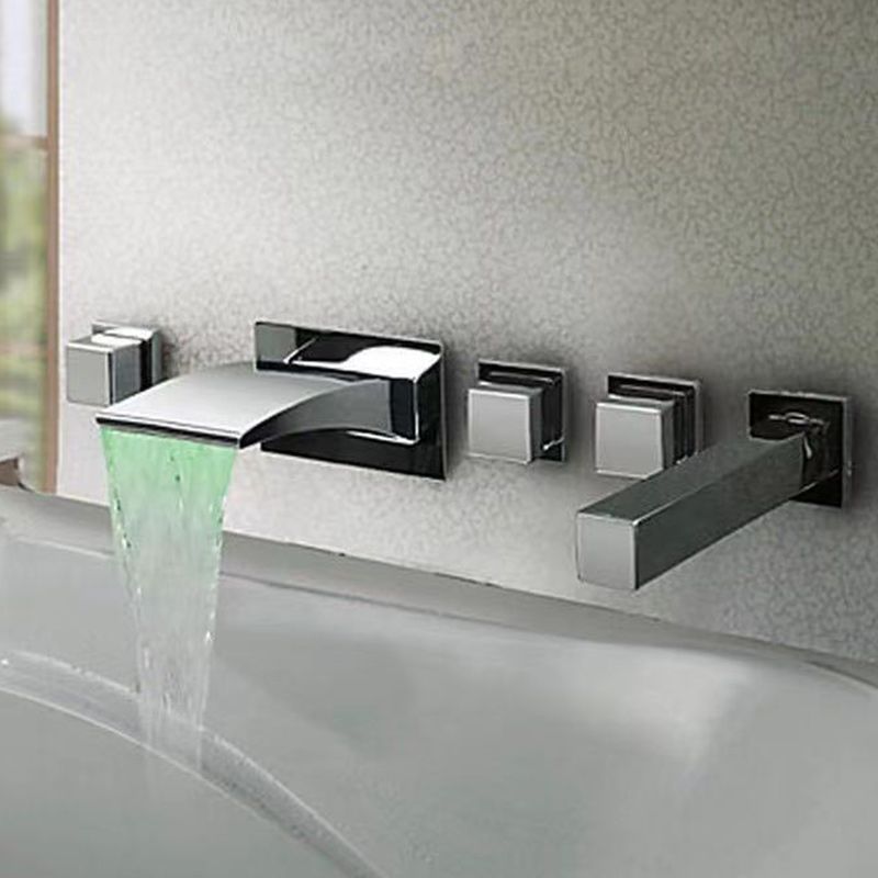 2 Handle Widespread Faucet 3-Hole Widespread Wall Mounted Bathroom Sink Faucet