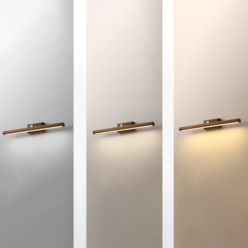 Modern Linear Vanity Sconce Lights Wood 1-Light Wall Lighting Fixture for Bathroom