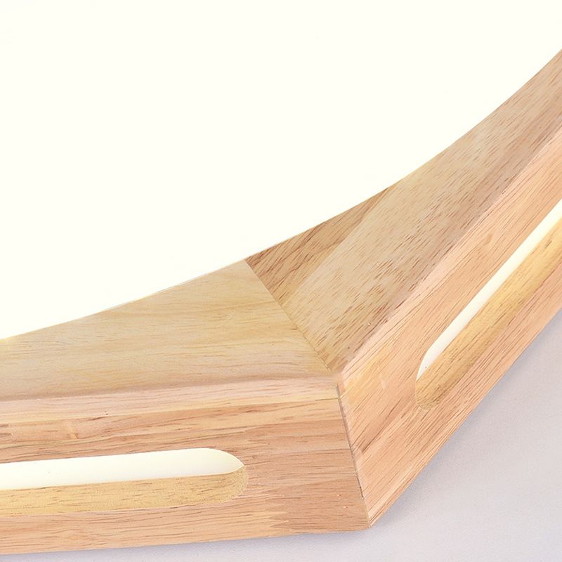 Wood Geometric Shape Flush Ceiling Light Modern 1 Light Flush Light Fixtures in Brown