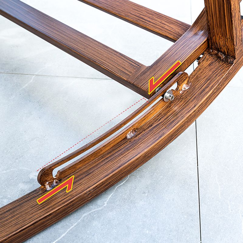 Contemporary Rocking Chair Rattan Trapezoidal Back Solid Color Porch Rocking Chair