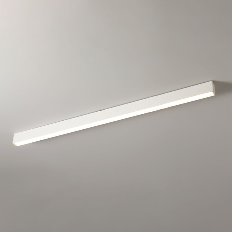 Linear Shape Ceiling Fixture Modern Style Metal 1 Light Ceiling Mounted Light in White