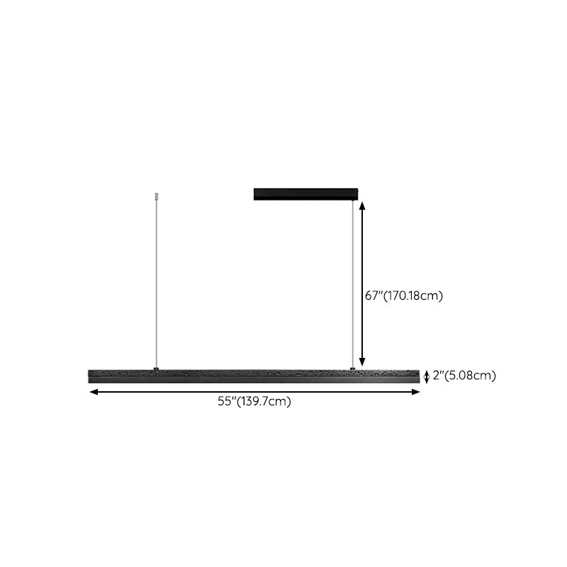 Minimalism LED Hanging Light Linear Island Light Fixture in Black for Dining Room