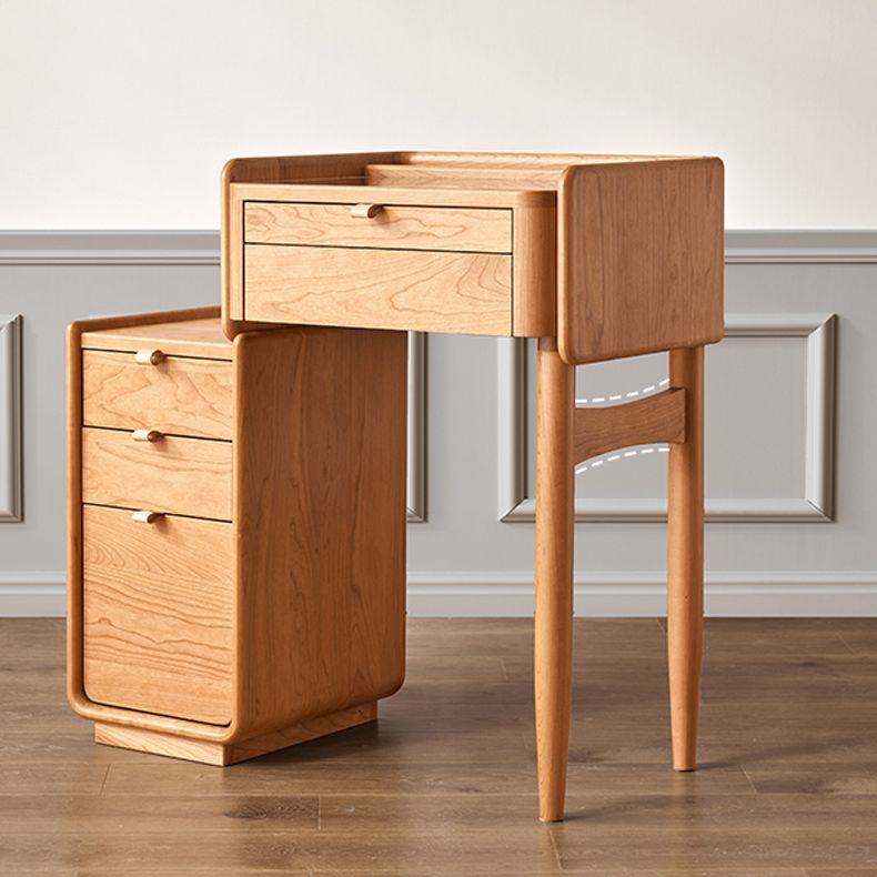 30.7" Wide Cherry Vanity Desk and Stool with Storage Drawers