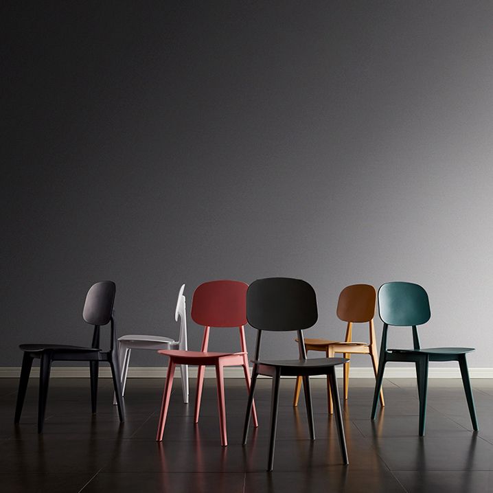 Contemporary Plastic Dining Chairs Open Back Dining Side Armless Chairs for Kitchen