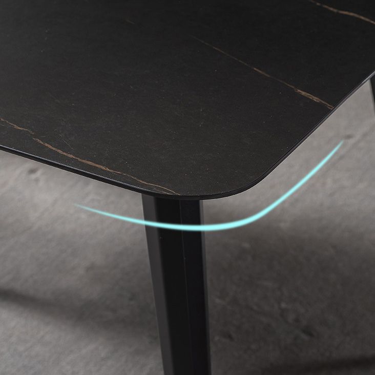 Contemporary Dining Table Set 1/4/5/7 Pcs Black Sintered Stone Top Table with Side Chairs