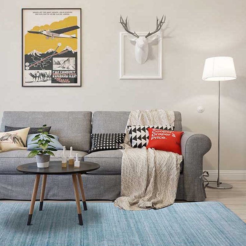 Blue Modern Carpet Polyester Pure Color Carpet Washable Carpet for Home Decoration