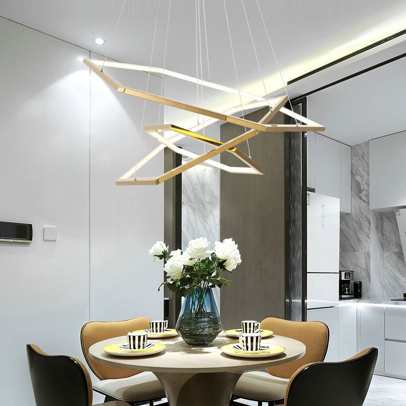 Lampada sospesa a LED geometrica dorata in moderna luce del soffitto in ferro battuto per il luogo commerciale