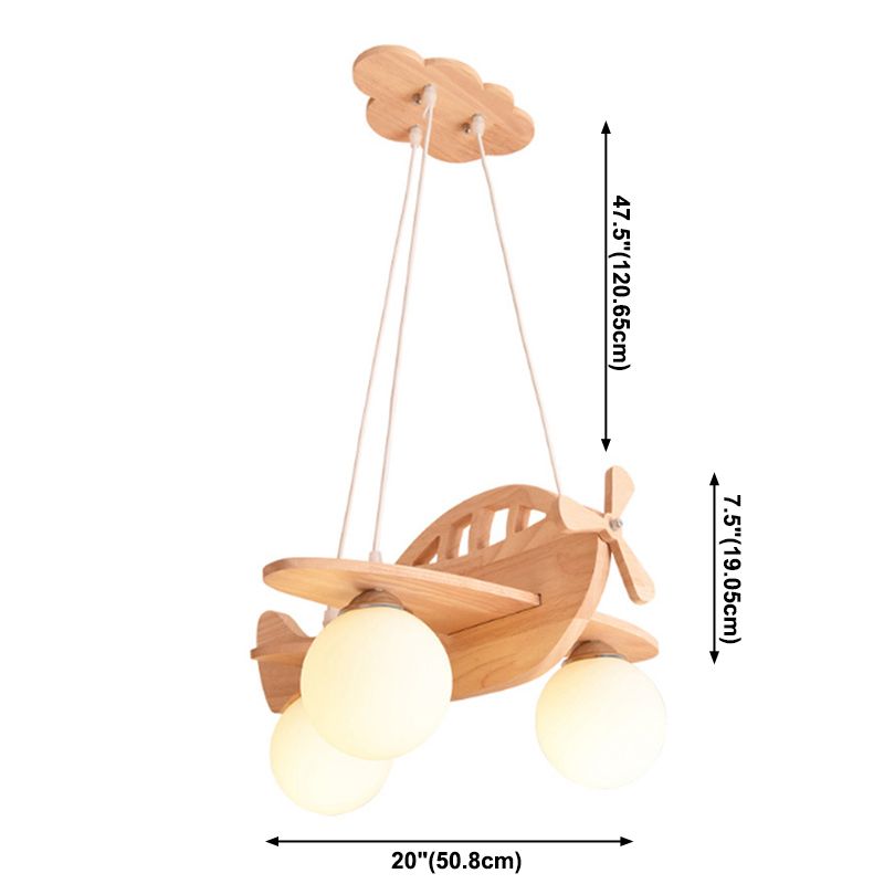 Airplane Chandelier Light Fixture Modern Wood Pendant Lighting for Restaurant