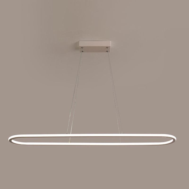 Linear Shape Island Pendant Contemporary Metal 1 Light Pendant Lighting Fixture in White