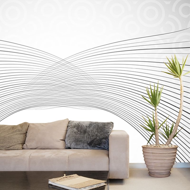 Curved Lines Wall Mural Decal Minimalism Stain-Proof Bedroom Wall Art, Made to Measure