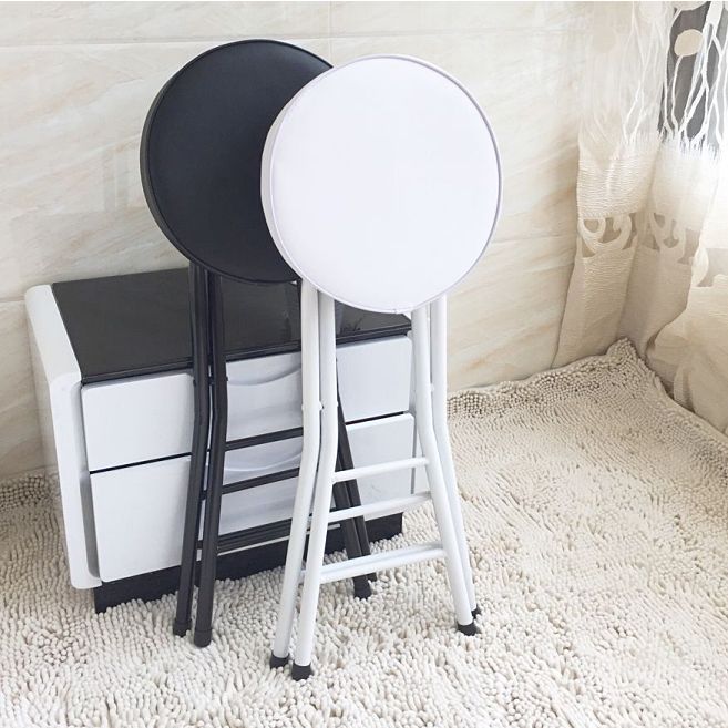 Foldable Bistro Round Shape High Chair Modern Counter Chair with Metal 4 Legs