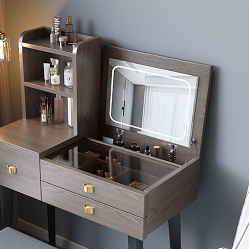 Modern Mirrored Glass Vanity Desk 3 Drawer Vanity Dressing Table