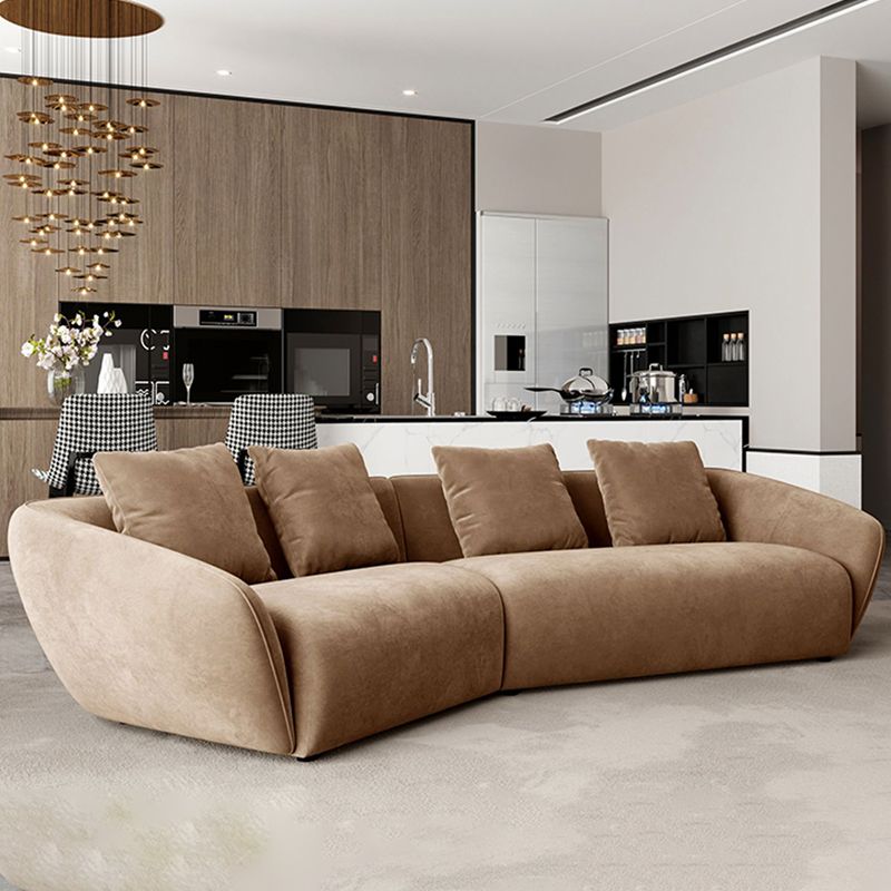 Nordic Wooden 3 Seater Sofa Chaise Dark Brown Sloped Arm Sofa