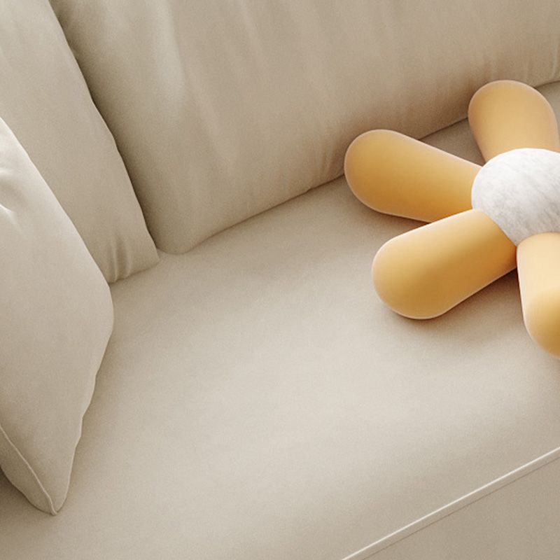 Beige Pillow Back Sectional with Flared Arm for Apartment and Living Room