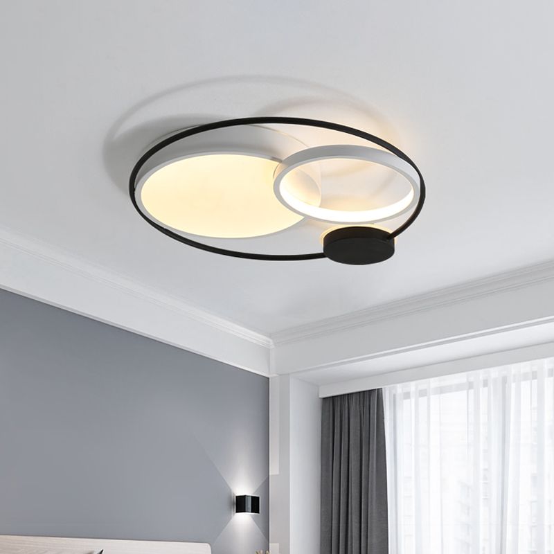 Nordic Neuheit Kreis-Deckenbeleuchtung Metallic 16"/19"/23,5" breite LED-Schlafzimmer-Unterputzleuchte in Schwarz/Grau