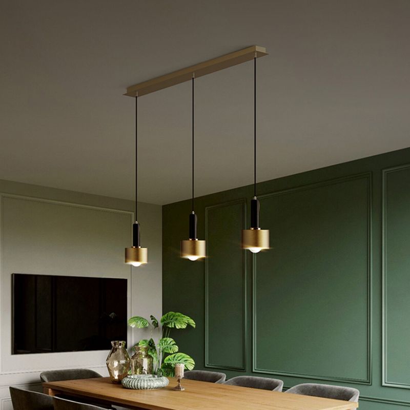 Contemporary Pendant Light Kit Gold Shaded Hanging Ceiling Light with Metal Shade