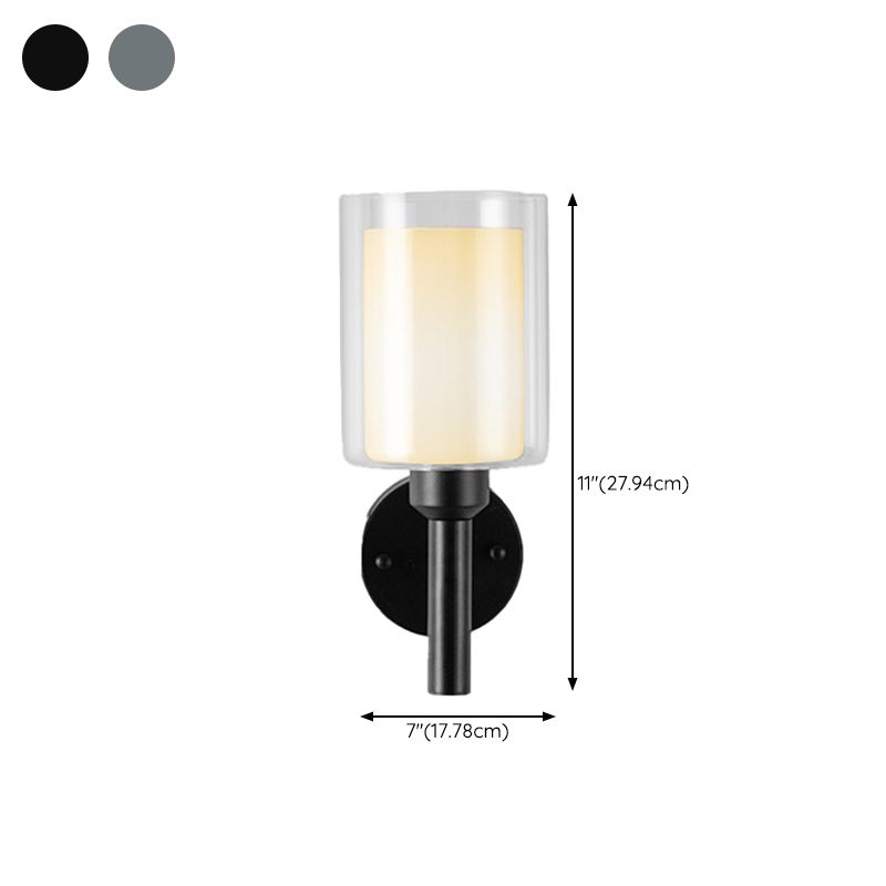 Industrial Style Cylinder Shape Wall Sconce Metal 1 Light Sconces for Bedroom