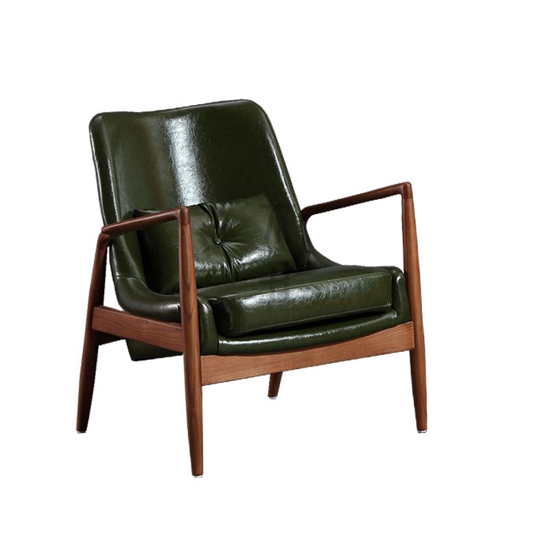 Nordic Style 28.74" Wide Pillow Back Sponge Wood Frame Arm Chair