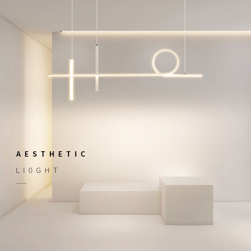 Simplicity Contemporary Island Lights Acrylic Shade Geometry Hanging Light for Dining Room