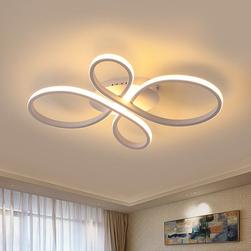 Bedroom LED Ceiling Mounted Light Minimalist White/Coffee Flush Mount with Petals Acrylic Frame, Warm/White/Natural Light