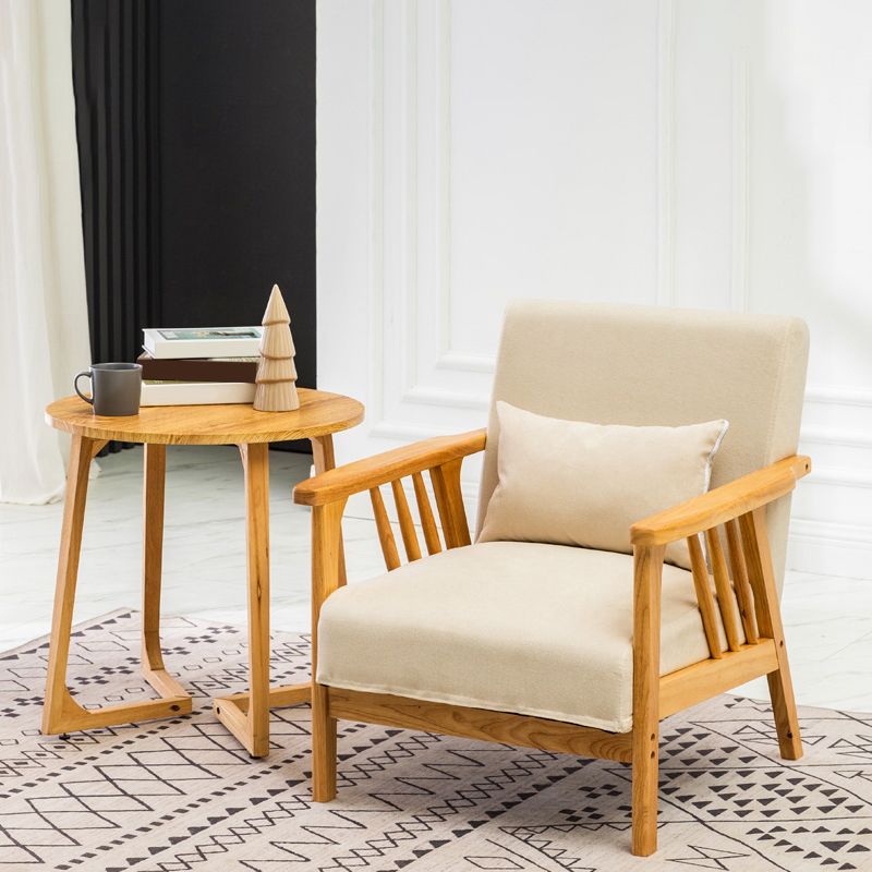 Square Arm Sofa Solid Wood Pillow Back Seating for Living Room