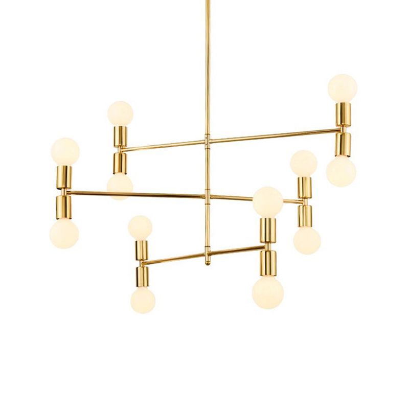 Lumo con soffitto sospeso in metallo a livello moderno 12 luci lampada lampadario nero/oro per soggiorno