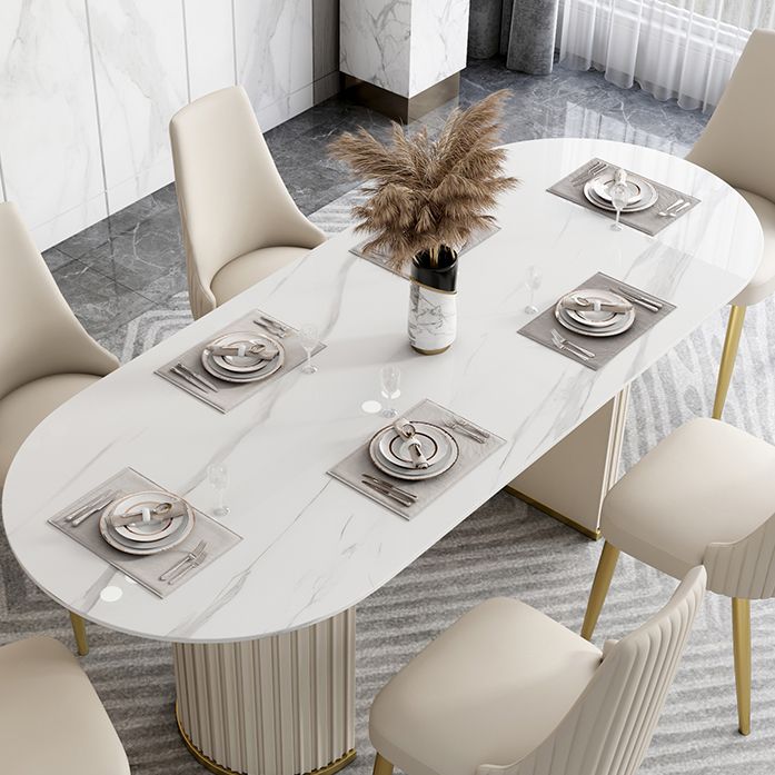 Glam 1/4/5/6/7 Pieces Dining Set Oval Sintered Stone Dining Table Set