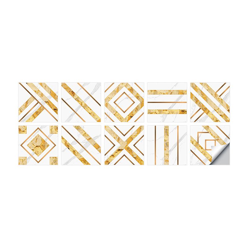 Gold Geometric Wallpaper Panels Self-Stick Modern Style Bathroom Wall Art, 8' x 8"