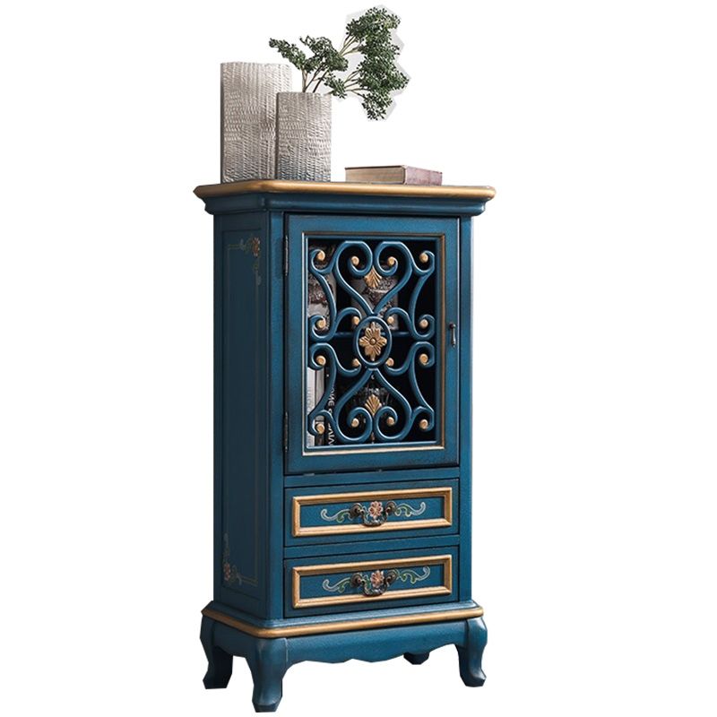 47. 2" Tall Distressed Wood Side Cabinet 2 - Drawer 1 - Door Storage Cabinet