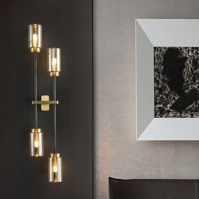 Noordse buisvormige wand sconce verlichting glazen slaapkamer wandlicht sconce in rookgrijs