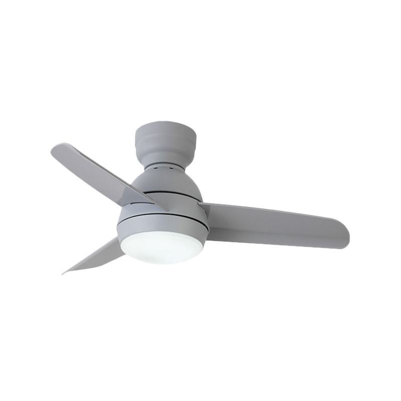 LED Round Pendant Fan Lighting Modern White/Black/Pink Finish Acrylic 3 Blades Semi Flush Mount Lamp with Wall/Remote Control, 33.5" Wide