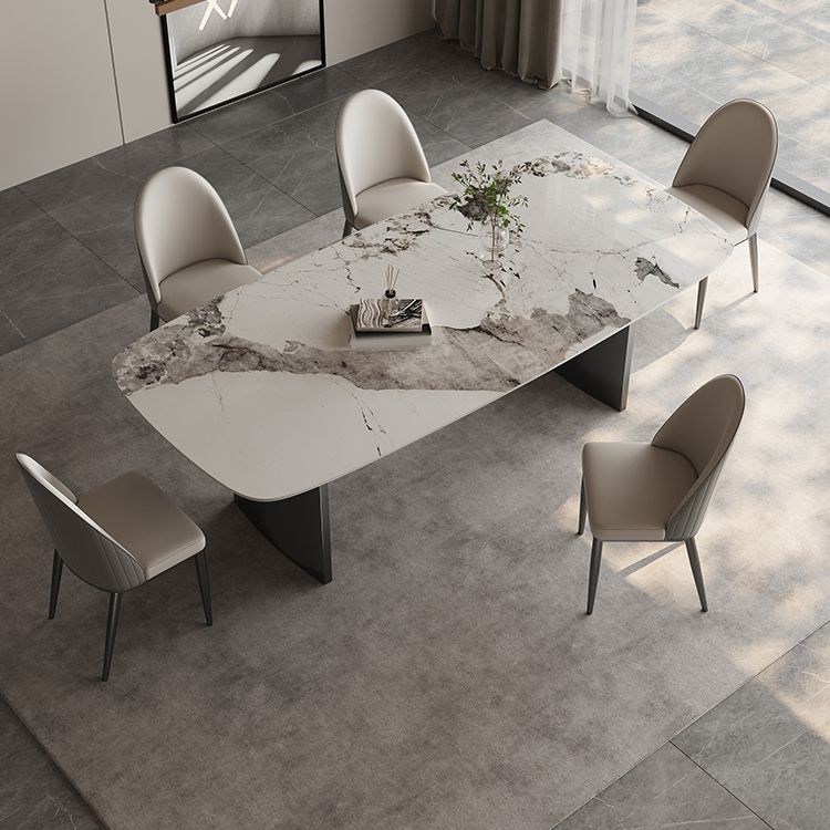 Stone Top Modern Dining Table Set 1/4/5/6 Pcs Dining Set with Padded Chairs